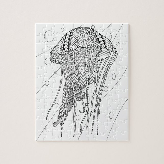 Jellyfish Adult Coloring Puzzle (Vertical)