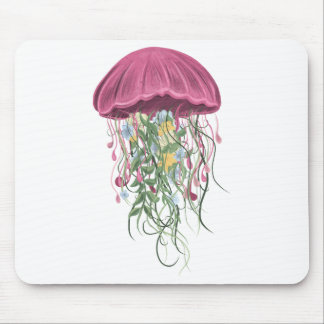 Jellyfish and Flowers Mouse Pad