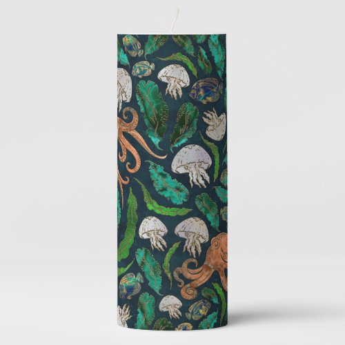 Jellyfish and Octopus Pattern Pillar Candle