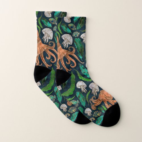 Jellyfish and Octopus Pattern Socks