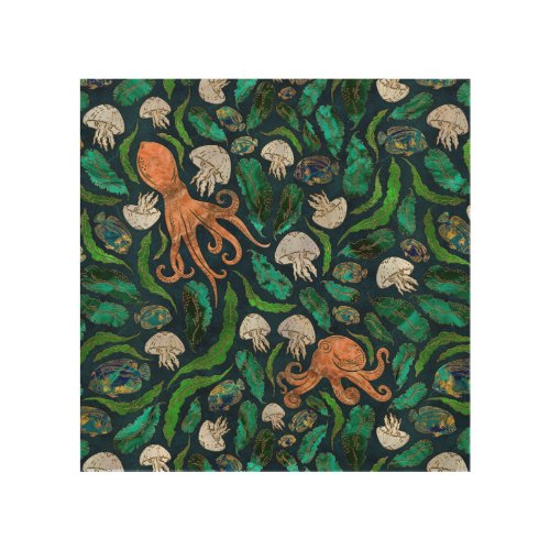 Jellyfish and Octopus Pattern Wood Wall Art