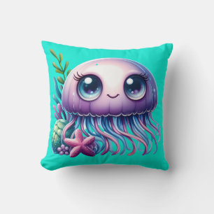 "Jellyfish and Starfish Buddies" Throw Pillow
