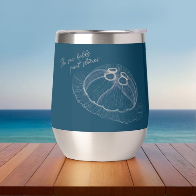 Jellyfish Art with “The Sea Holds Quiet Stories” Thermal Wine Tumbler (Creator Uploaded)