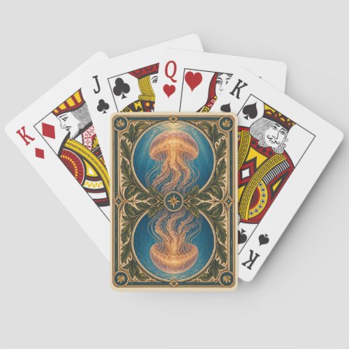 Jellyfish Azure Waters Watercolor GeoSaga Poker Cards