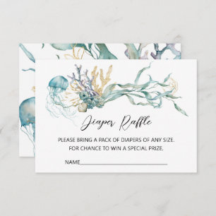 Jellyfish Baby Shower Diaper Raffle Enclosure Card