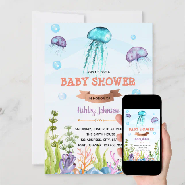 Jellyfish baby shower invitation Zazzle
