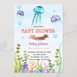 Jellyfish baby shower invitation
