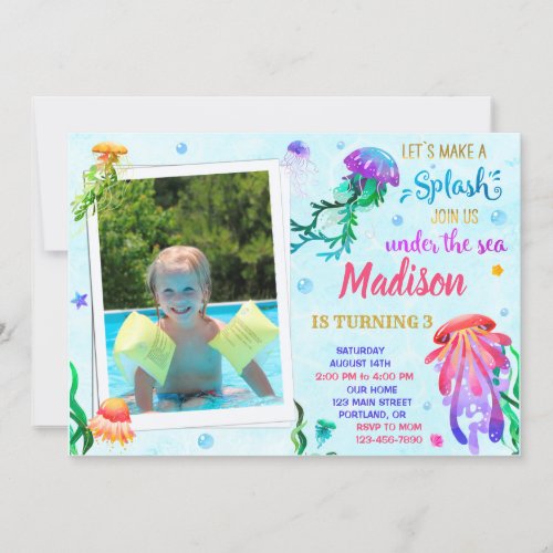 Jellyfish birthday invitation Under the sea invite