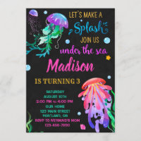 Jellyfish birthday invitation Under the sea invite