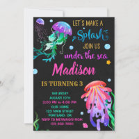 Jellyfish birthday invitation Under the sea invite