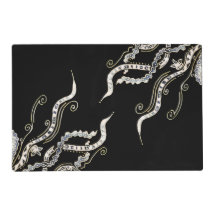 Jellyfish Black and White Laminated Placemat