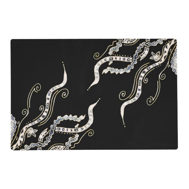 Jellyfish Black and White Laminated Placemat (Front)