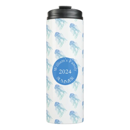 Jellyfish Blue Green Personalized Thermal Tumbler