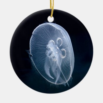 Jellyfish Bright Blue Birthday Christmas Ceramic Ornament by DigitalDreambuilder at Zazzle