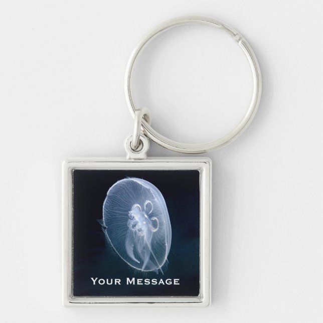 Jellyfish Bright Blue Luggage & Laptop Tag Keychain (Front)