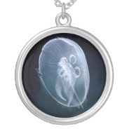 Jellyfish Bright Blue On Sterling Silver Necklace at Zazzle