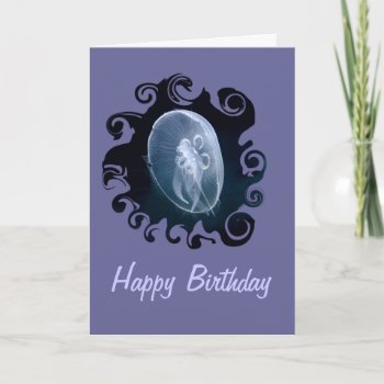 Jellyfish Bright Translucent Blue Birthday Card by DigitalDreambuilder at Zazzle