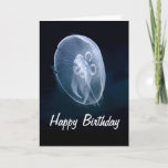 Jellyfish Bright Translucent Blue Birthday Card at Zazzle