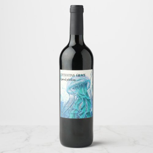 Jellyfish  Captivating Grace Artsy Bottle Wine Label