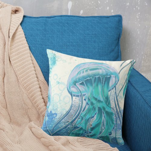 Jellyfish  Captivating Grace Square Throw Pillow