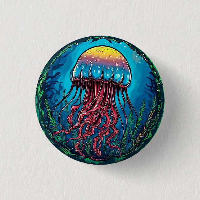 Jellyfish cartoon button (Front)