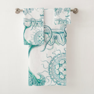 Jellyfish, Discomedusae by Ernst Haeckel Bath Towel Set