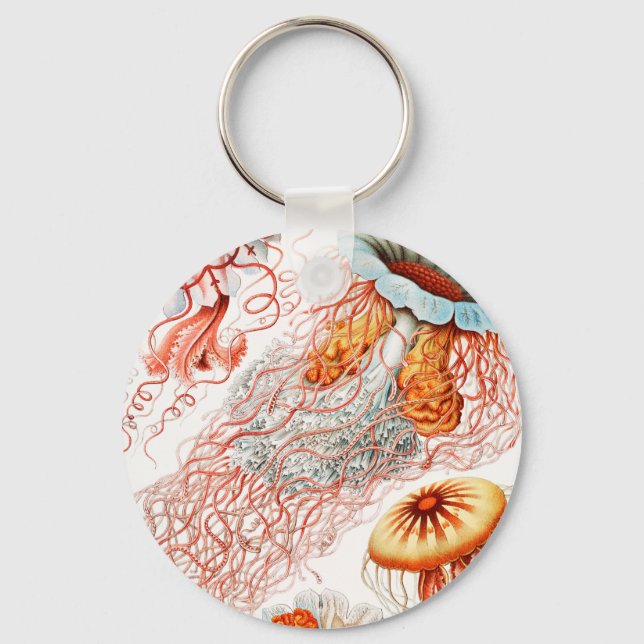 Jellyfish, Discomedusae by Ernst Haeckel Keychain (Front)