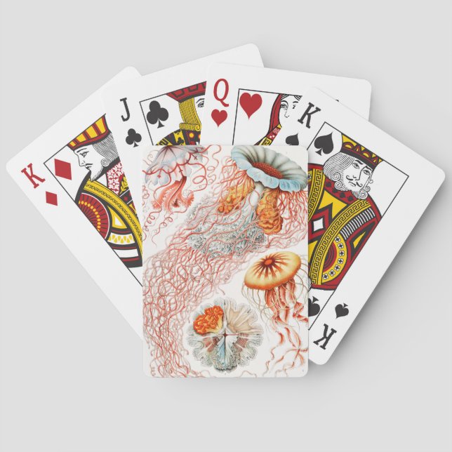 Jellyfish, Discomedusae by Ernst Haeckel Poker Cards (Back)