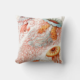 Jellyfish, Discomedusae by Ernst Haeckel Throw Pillow