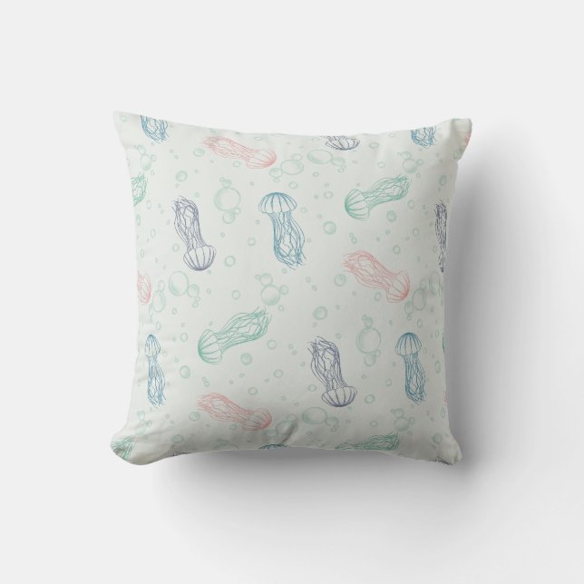 Jellyfish Drift Double Sided Throw Pillow (Front)