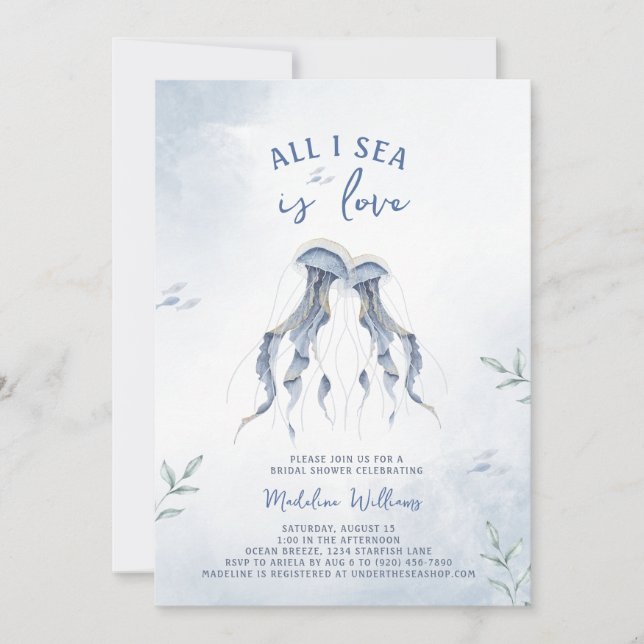 Jellyfish Elegant Ocean Bridal Shower Invitation (Front)