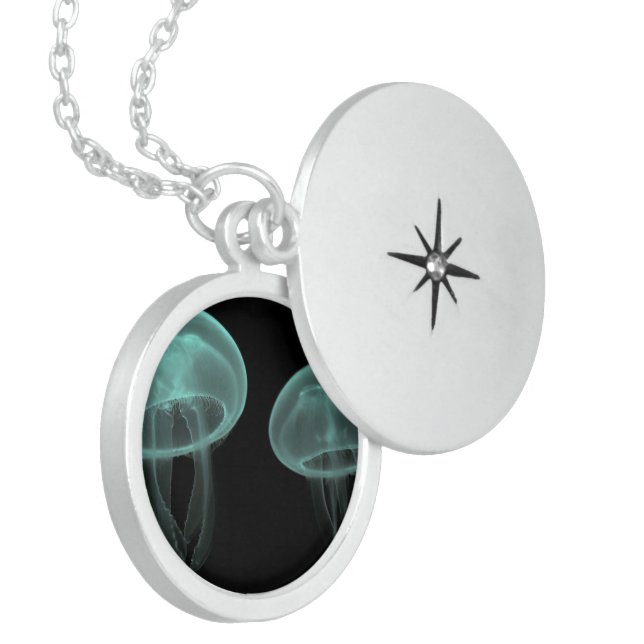 jellyfish fish custom personalize Anniversaries Locket Necklace (Front Left)