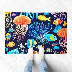 Jellyfish & Fish: Deep Sea Delight Doormat