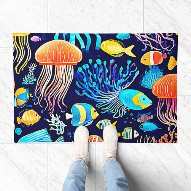 Jellyfish & Fish: Deep Sea Delight Doormat (Indoor)