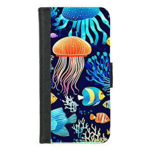 Jellyfish & Fish: Deep Sea Delight iPhone 8/7 Wallet Case