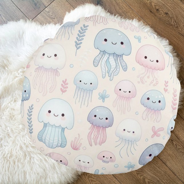 Jellyfish for Coastal Charm Round Pillow (Creator Uploaded)
