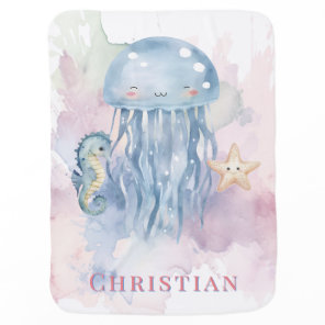 Jellyfish & Friends Pastel Baby Shower Gift Blanket