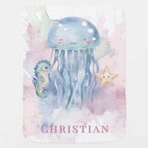 Jellyfish & Friends Pastel Baby Shower Gift Blanket