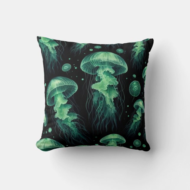 Jellyfish Glow Throw Pillow (Front)