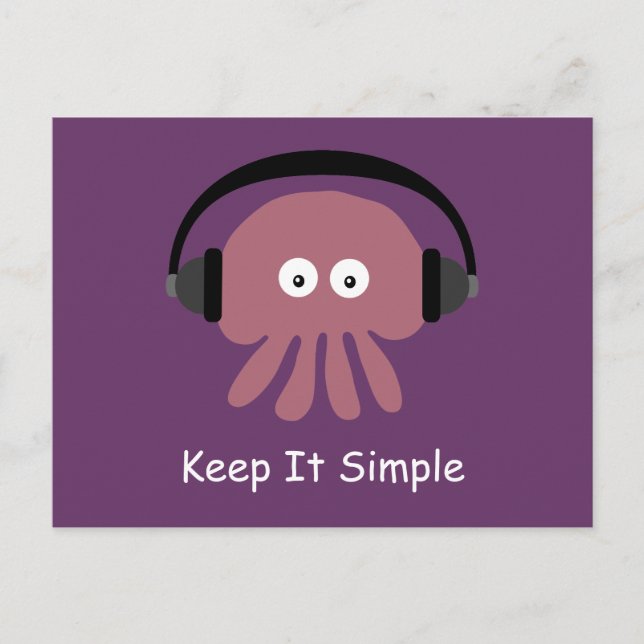 Jellyfish & headphones Keep It Simple postcard (Front)
