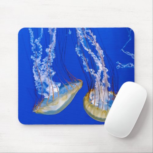 Jellyfish In Blue Water Mouse Pad