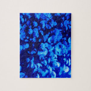 Jellyfish in Deep Blue Sea Jigsaw Puzzle