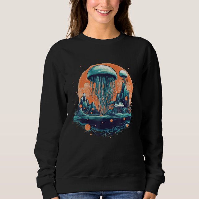 Jellyfish In Space Jellyfish  Graphic Print Art Sweatshirt (Front)