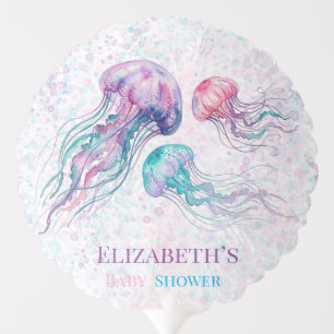 Jellyfish in Teal and Purple Girl Baby Shower Balloon
