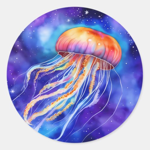 Jellyfish in the Ocean abstract Classic Round Sticker