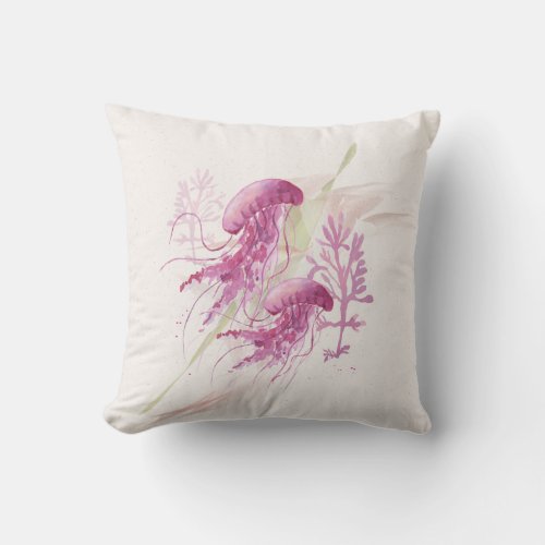 Jellyfish Love Moderne on Pebble Speckle Throw Pil Throw Pillow