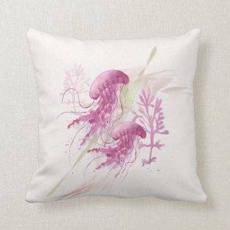 Jellyfish Love Moderne on Pebble Speckle Throw Pillow