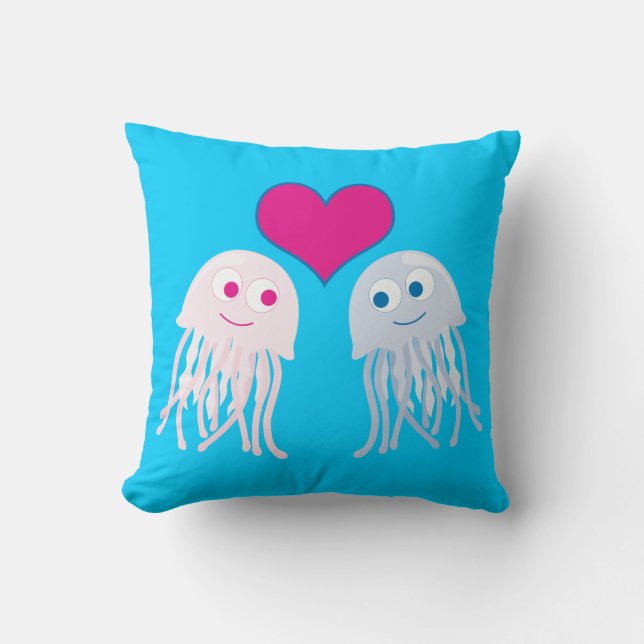 Jellyfish Love Throw Pillow (Front)