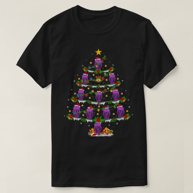 Jellyfish Lover Xmas Lighting Jellyfish Christmas  T-Shirt (Design Front)