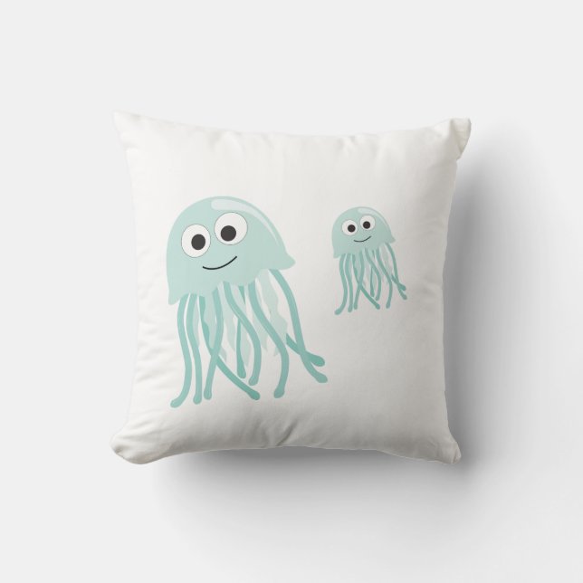 jellyfish mama and baby throw pillow (Front)